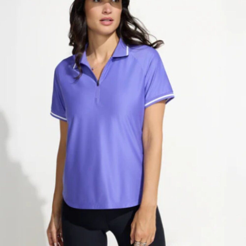 Mondetta Zip Golf Polo Country Club Chic Periwinkle EUC